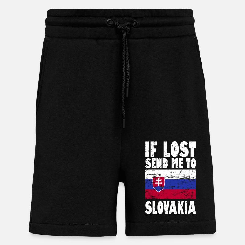 Drapeau de la Slovaquie - Short bio décontracté fabriqué en UE - SOLID BLACK