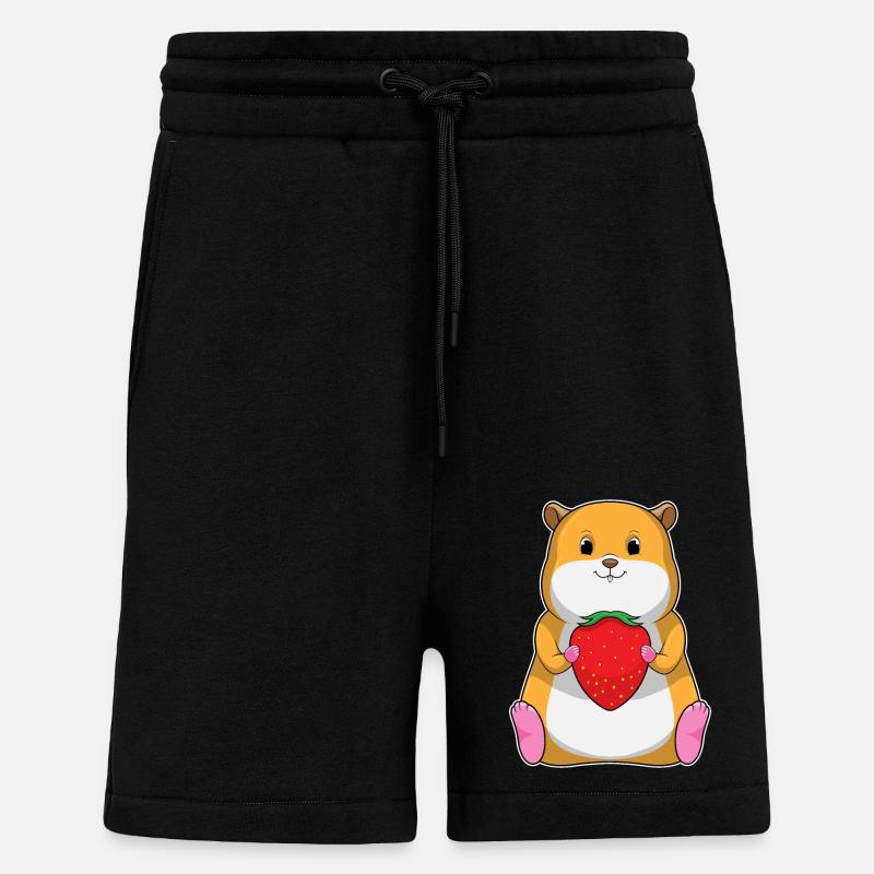 Hamster with strawberry - Shorts - made by SPREAD - SOLID BLACK
