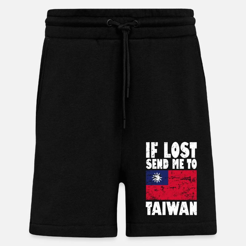 Drapeau de Taïwan - Short bio décontracté fabriqué en UE - SOLID BLACK