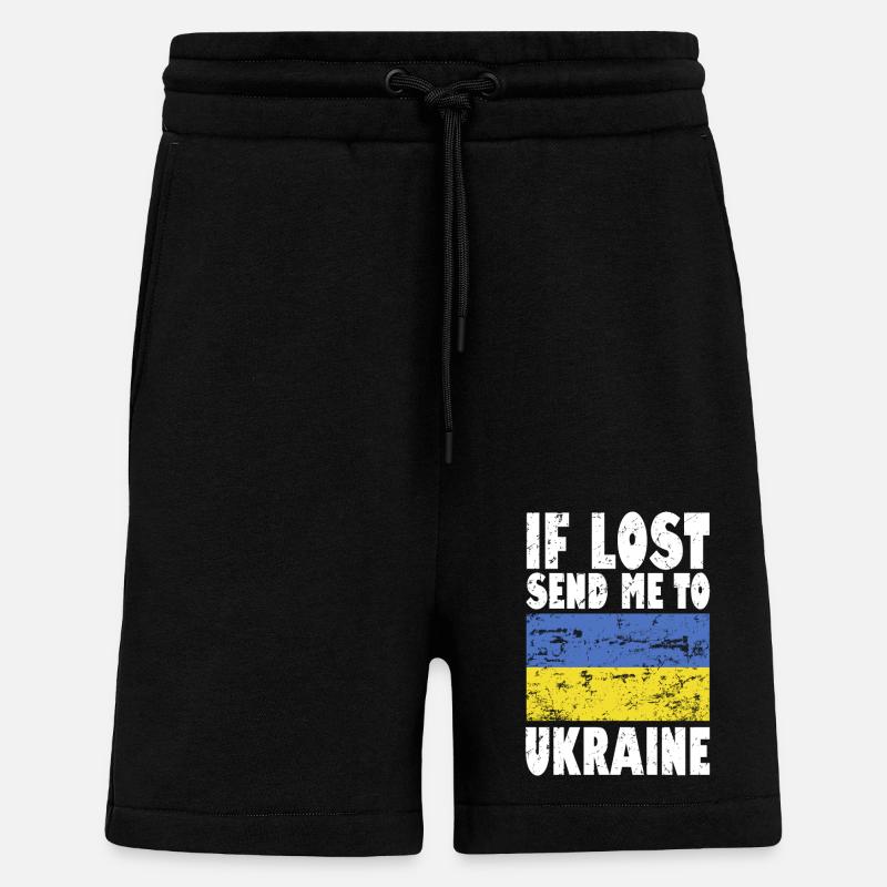 Slogan du drapeau de l’Ukraine - Short bio décontracté fabriqué en UE - SOLID BLACK
