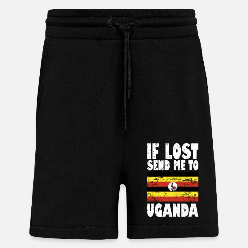 Uganda Flagge Spruch - Shorts - made by SPREAD - SOLID BLACK