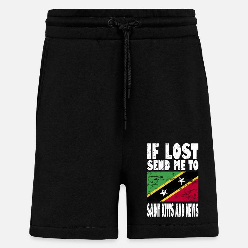 Saint-Kitts-et-Nevis Drapeau - Short bio décontracté fabriqué en UE - SOLID BLACK