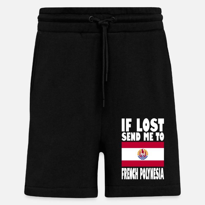Français Drapeau de la Polynésie - Short bio décontracté fabriqué en UE - SOLID BLACK