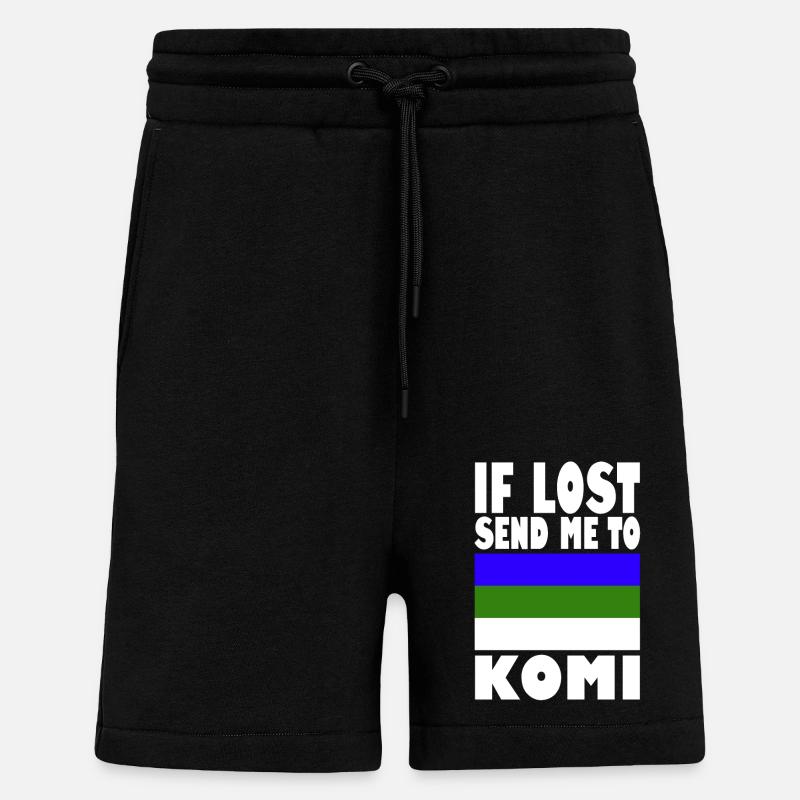 Dicton du drapeau Komi - Short bio décontracté fabriqué en UE - SOLID BLACK