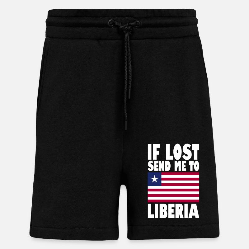 Drapeau de la Libye - Short bio décontracté fabriqué en UE - SOLID BLACK