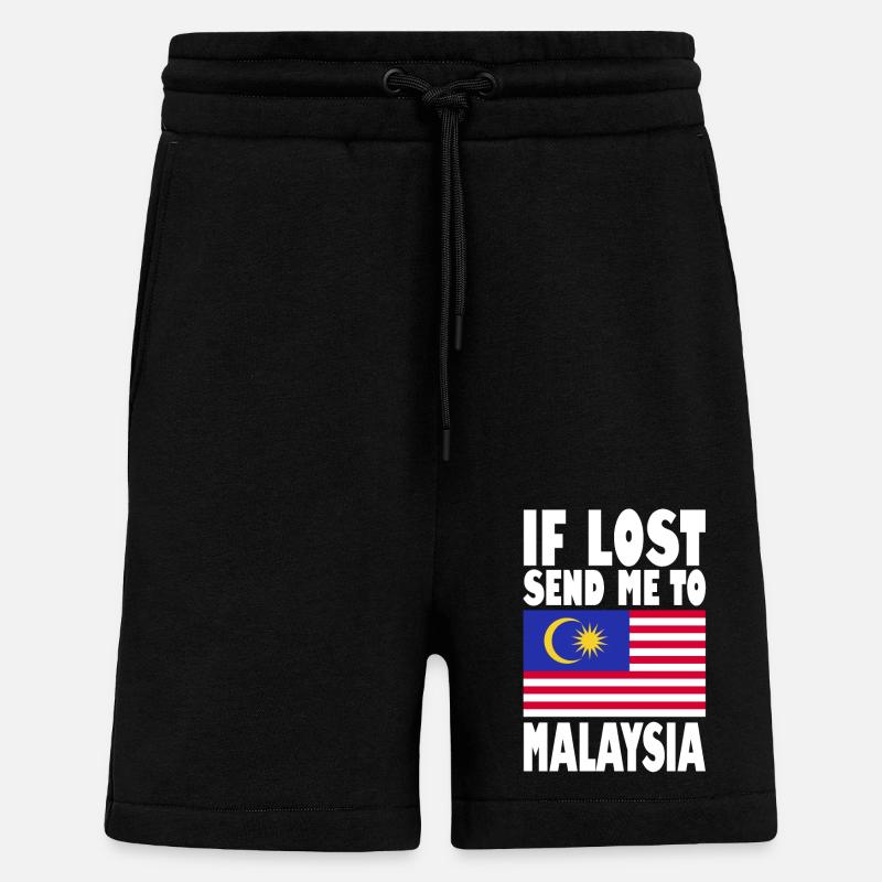 Drapeau de la Malaisie - Short bio décontracté fabriqué en UE - SOLID BLACK