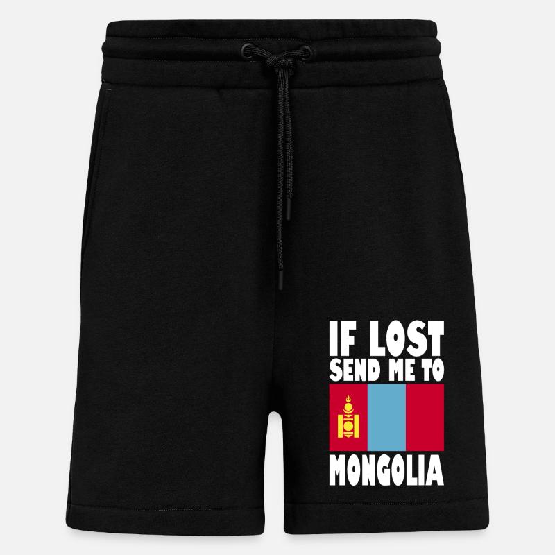 Drapeau de Mongolie - Short bio décontracté fabriqué en UE - SOLID BLACK
