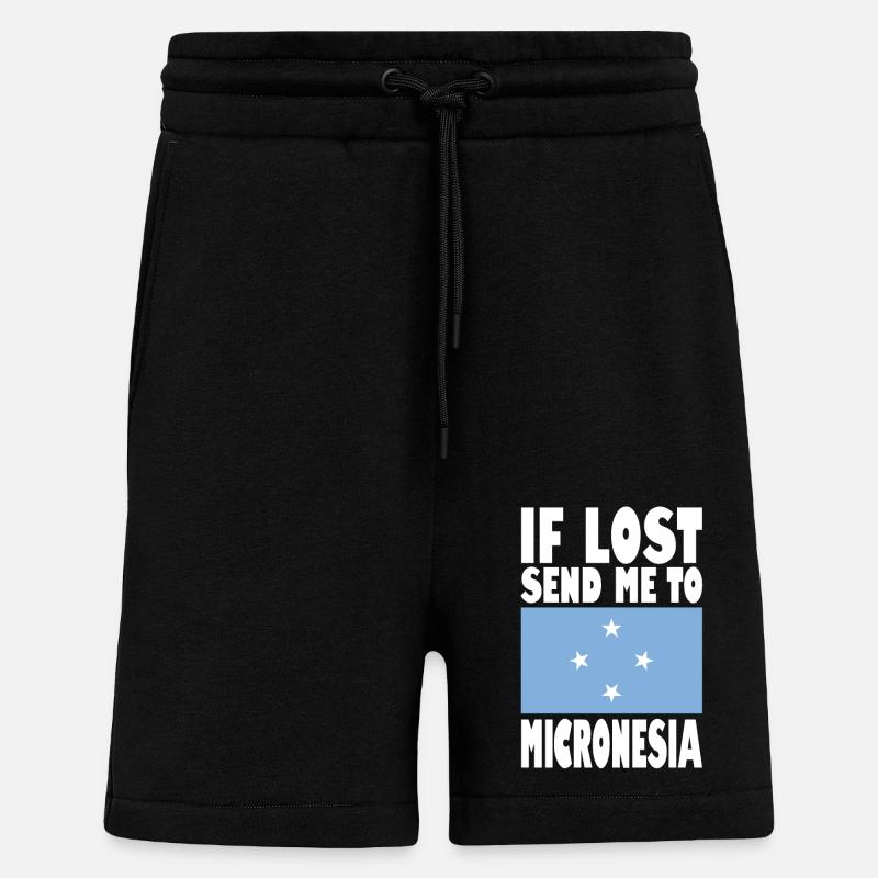 Micronesia Flag Saying - Shorts - made by SPREAD - SOLID BLACK