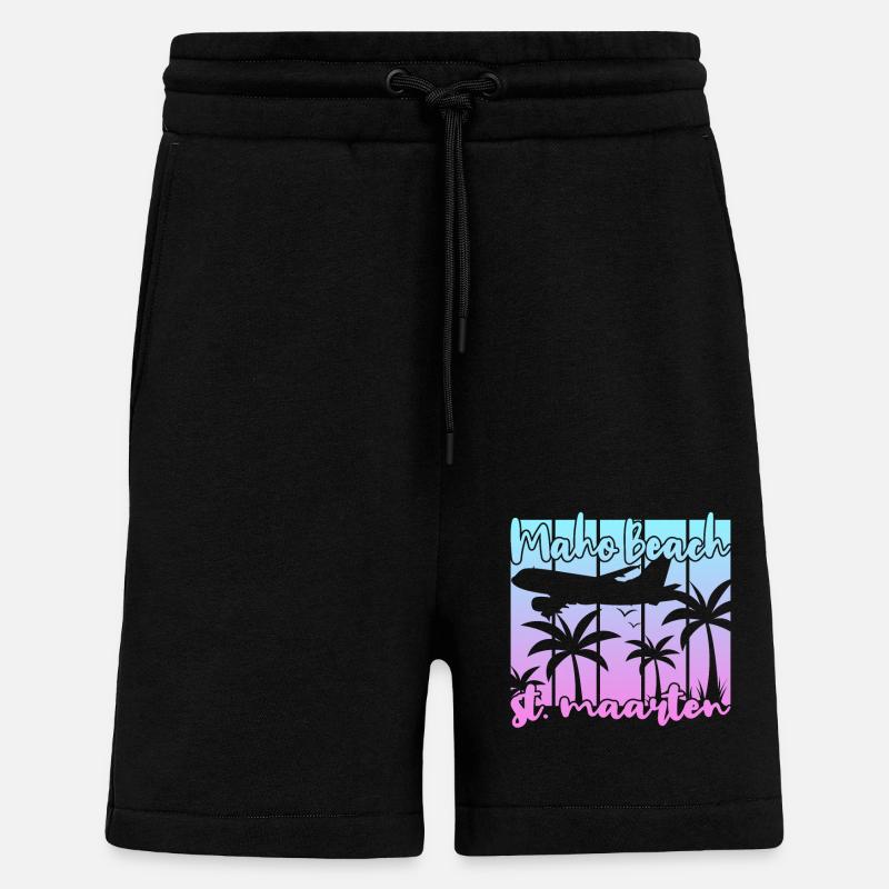 Maho Beach St. Maarten - Short bio décontracté fabriqué en UE - SOLID BLACK