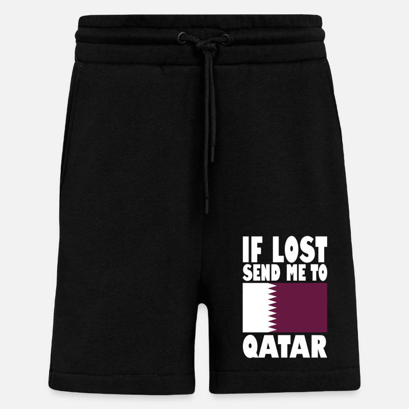 Slogan du drapeau du Qatar - Short bio décontracté fabriqué en UE - SOLID BLACK
