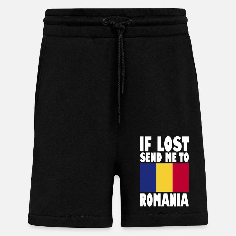 Slogan du drapeau roumain - Short bio décontracté fabriqué en UE - SOLID BLACK