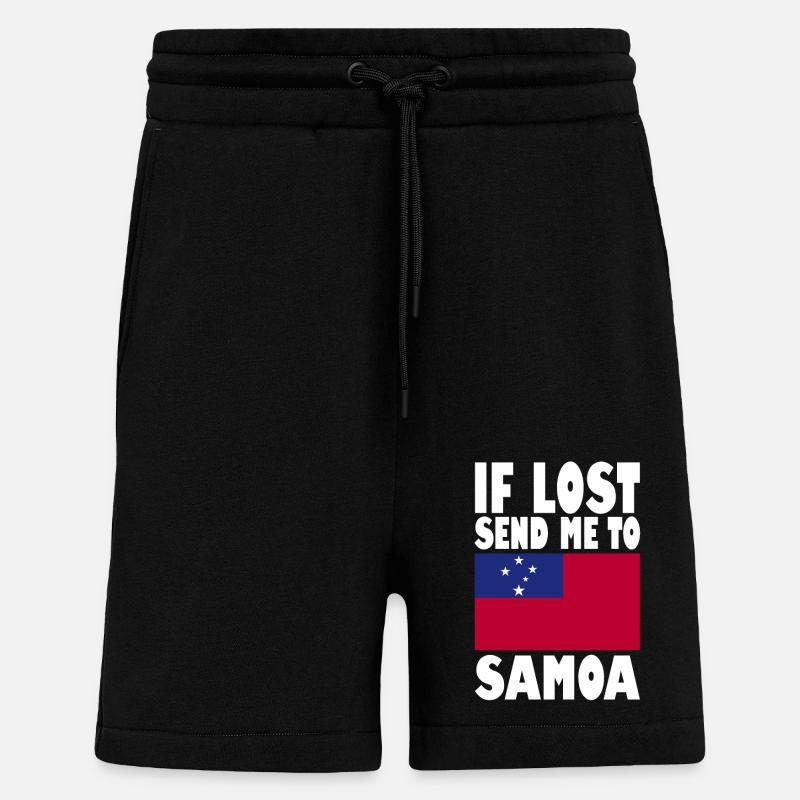 Drapeau des Samoa - Short bio décontracté fabriqué en UE - SOLID BLACK