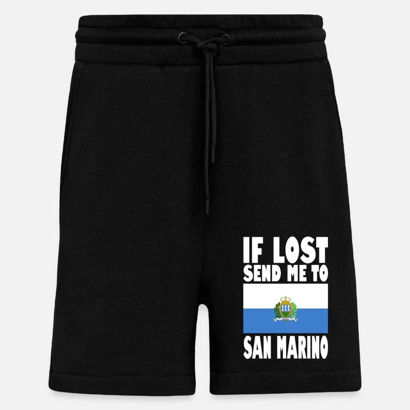 Drapeau de Saint-Marin - Short bio décontracté fabriqué en UE - SOLID BLACK