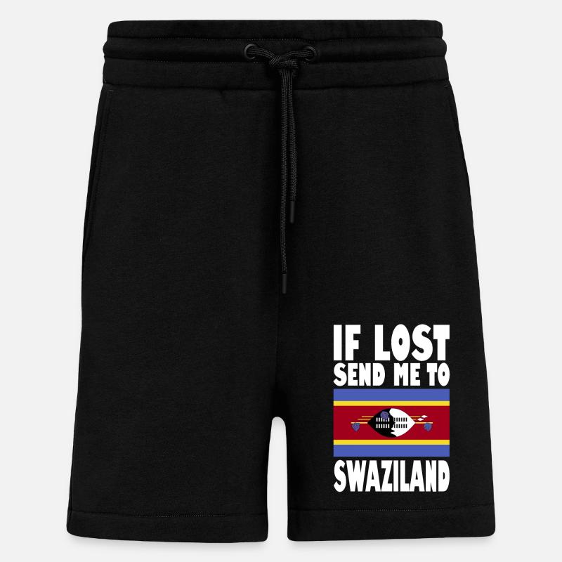 Drapeau du Swaziland - Short bio décontracté fabriqué en UE - SOLID BLACK