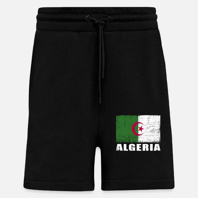 Drapeau algérien Grunge Drapeau algérien - Short bio décontracté fabriqué en UE - SOLID BLACK