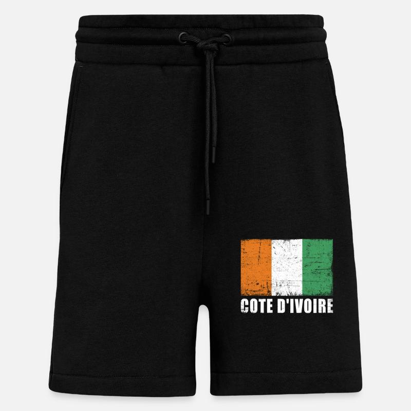 Drapeau de la Côte d’Ivoire - Short bio décontracté fabriqué en UE - SOLID BLACK