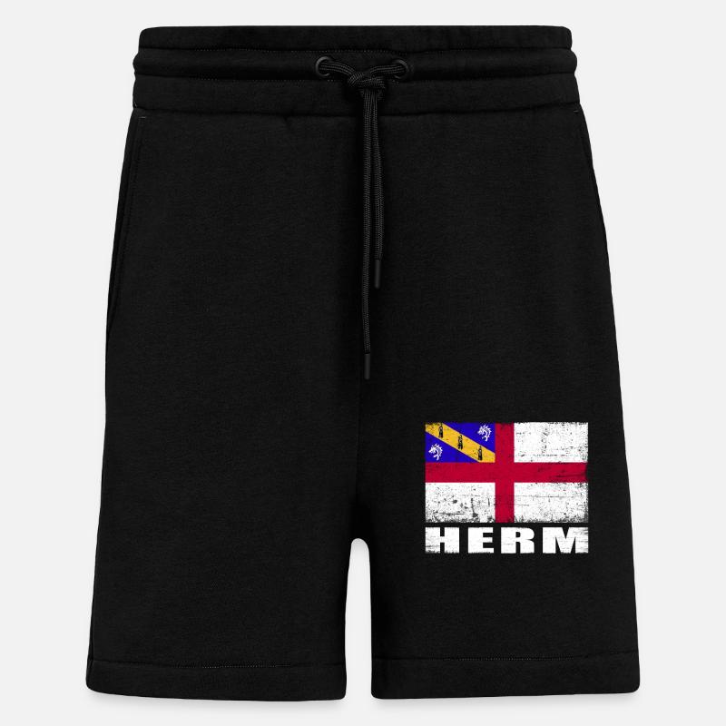 Drapeau Herm Grunge Drapeau Herm - Short bio décontracté fabriqué en UE - SOLID BLACK