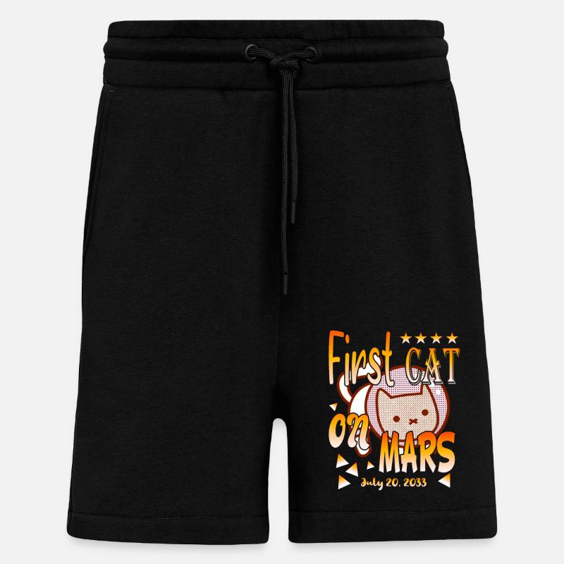 Premier chat sur Mars - Short bio décontracté fabriqué en UE - SOLID BLACK