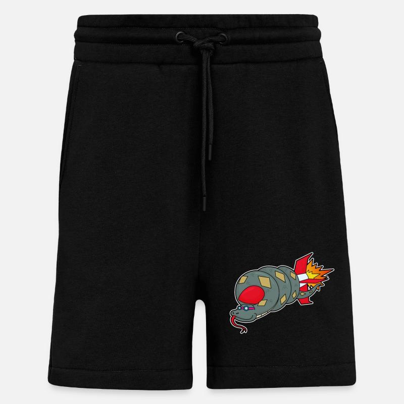 Serpent avec fusée - Short bio décontracté fabriqué en UE - SOLID BLACK