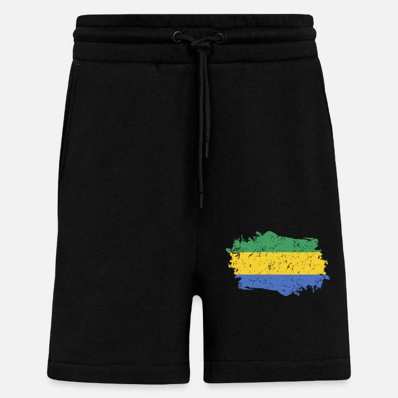 Gabon Drapeau Grunge Gabon Drapeau - Short bio décontracté fabriqué en UE - SOLID BLACK