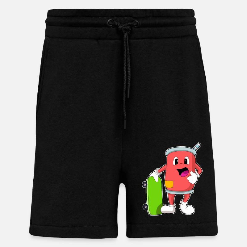 Dose als Skater mit Skateboard - Shorts - made by SPREAD - SOLID BLACK