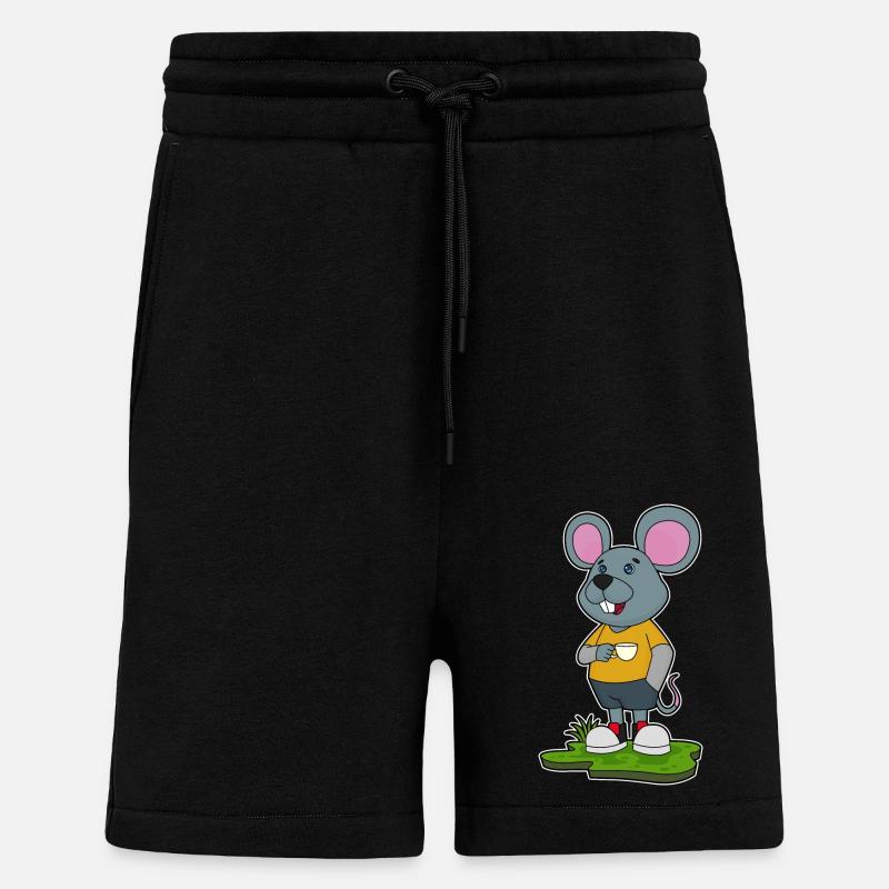 Maus mit Kaffeetasse - Shorts - made by SPREAD - SOLID BLACK