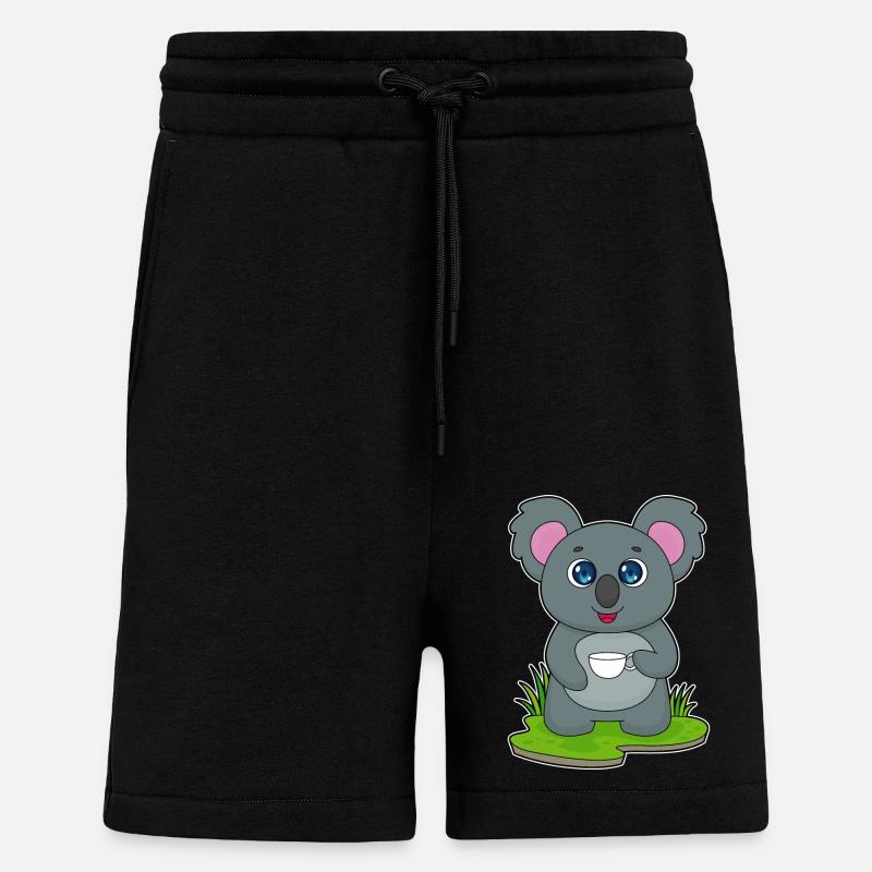Koala mit Kaffeetasse - Shorts - made by SPREAD - SOLID BLACK