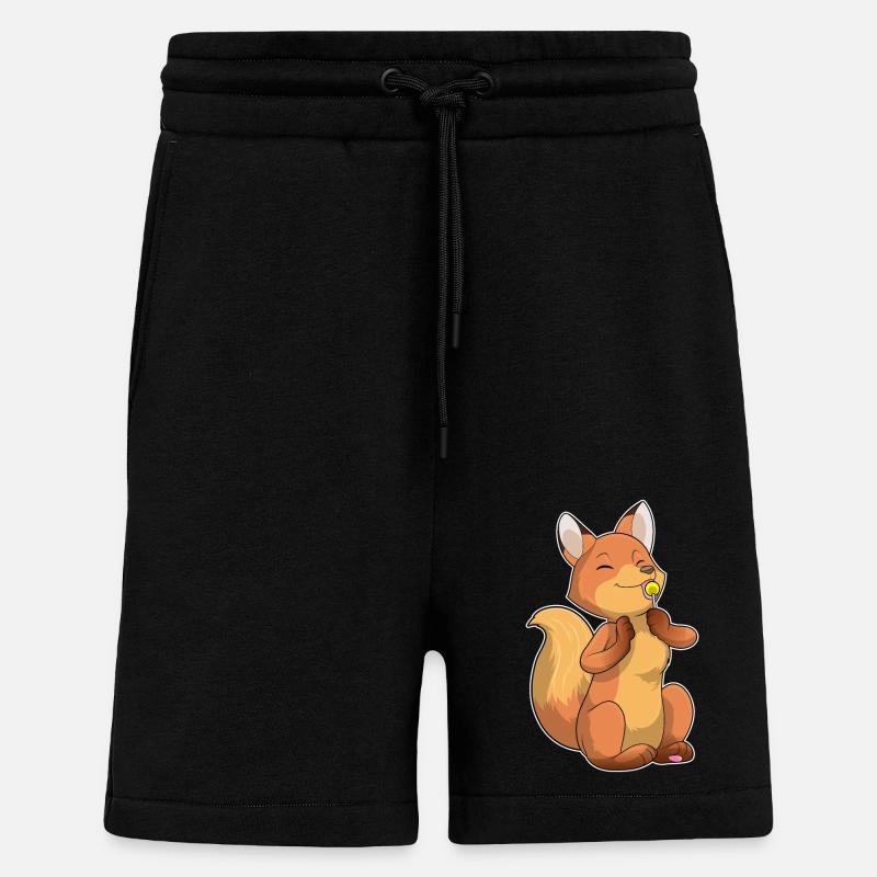 Fox with lollipop - Shorts - made by SPREAD - SOLID BLACK