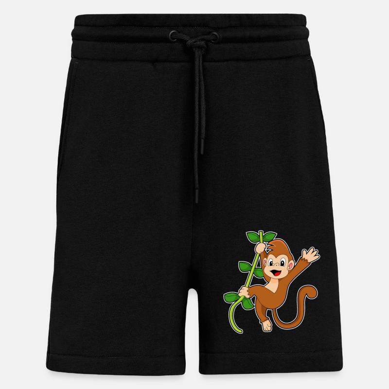 Singe dans la jungle - Short bio décontracté fabriqué en UE - SOLID BLACK