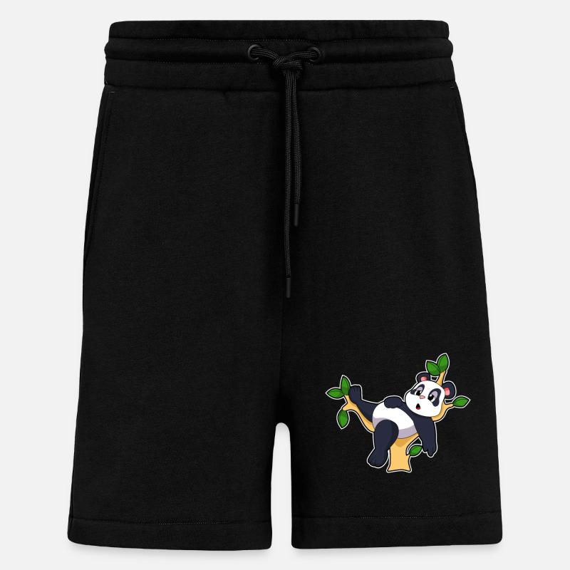 Panda auf Baum - Shorts - made by SPREAD - SOLID BLACK