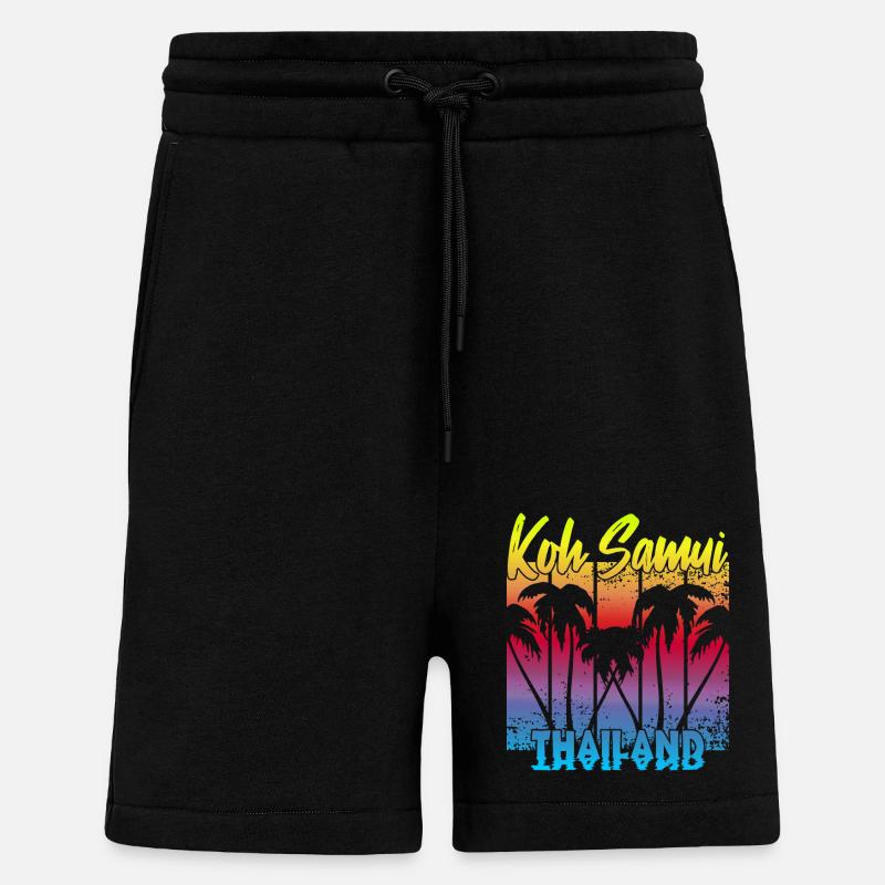 Koh Samui Thaïlande - Short bio décontracté fabriqué en UE - SOLID BLACK