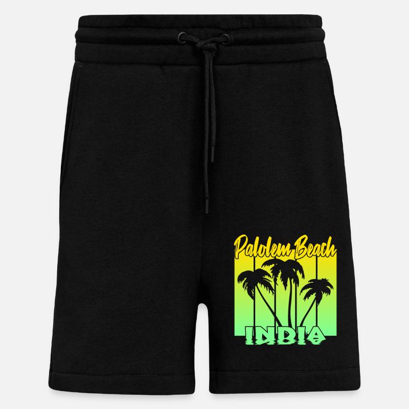 Palolem Beach Inde - Short bio décontracté fabriqué en UE - SOLID BLACK