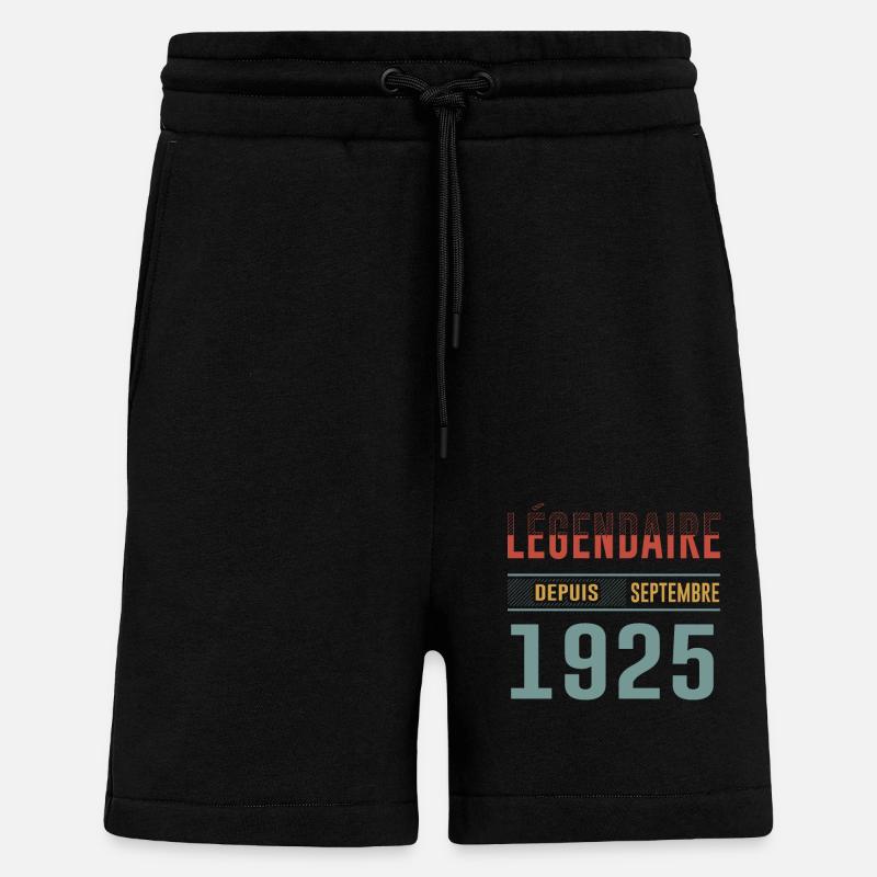 Légendaire Depuis Septembre 1925 Anniversaire - Short bio décontracté fabriqué en UE - SOLID BLACK