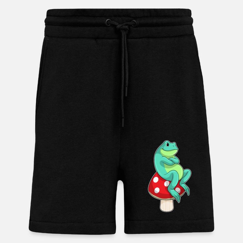 Grenouille au champignon - Short bio décontracté fabriqué en UE - SOLID BLACK
