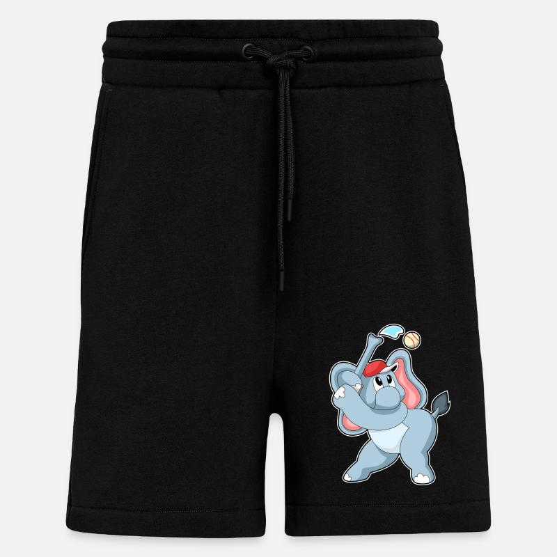 Elefant beim Baseball - Shorts - made by SPREAD - SOLID BLACK