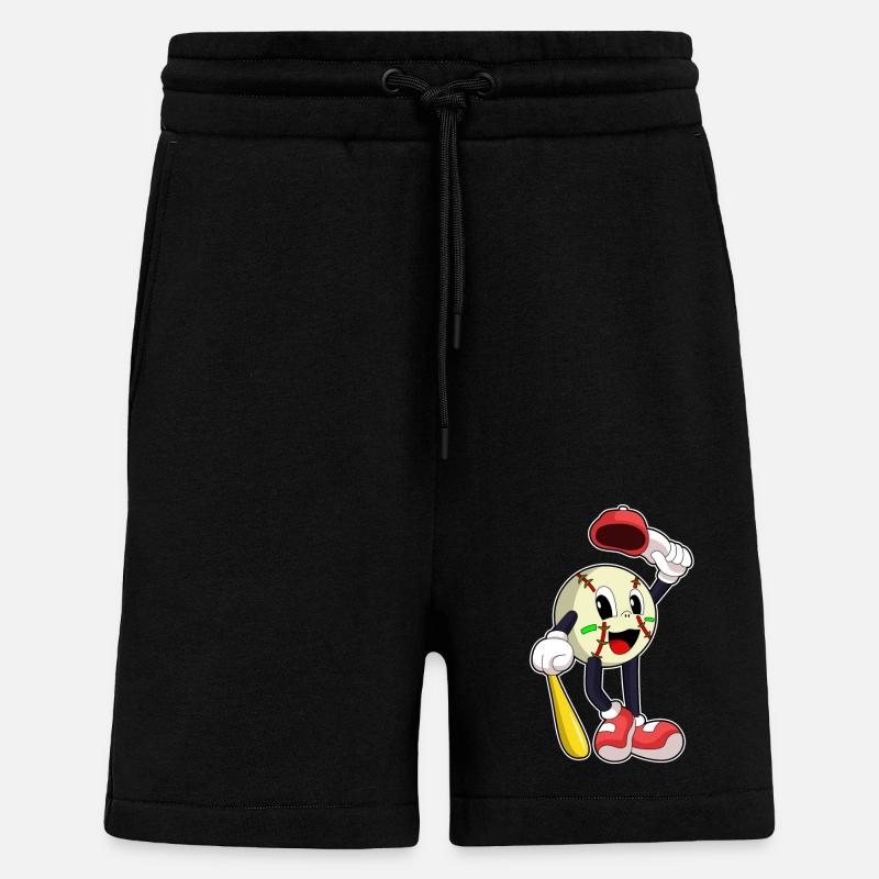 Baseball with baseball bat - Shorts - made by SPREAD - SOLID BLACK