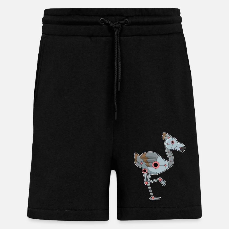Flamingo comme robot - Short bio décontracté fabriqué en UE - SOLID BLACK