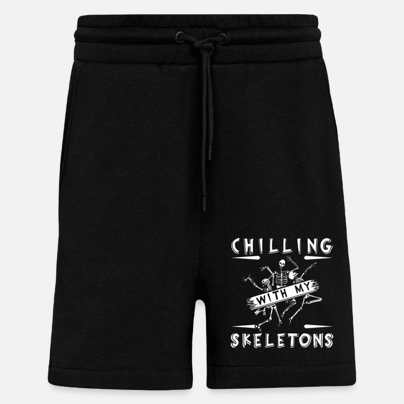 Chilling avec mes squelettes - Short bio décontracté fabriqué en UE - SOLID BLACK