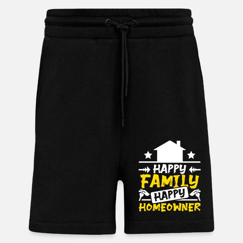 Famille heureuse propriétaire heureuse - Short bio décontracté fabriqué en UE - SOLID BLACK