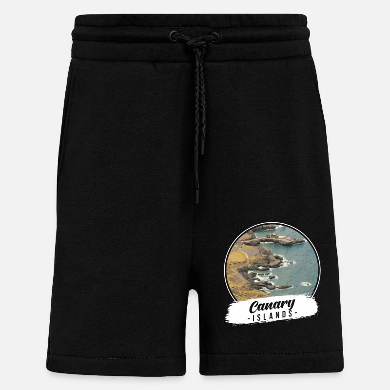 Souvenir des îles Canaries - Short bio décontracté fabriqué en UE - SOLID BLACK