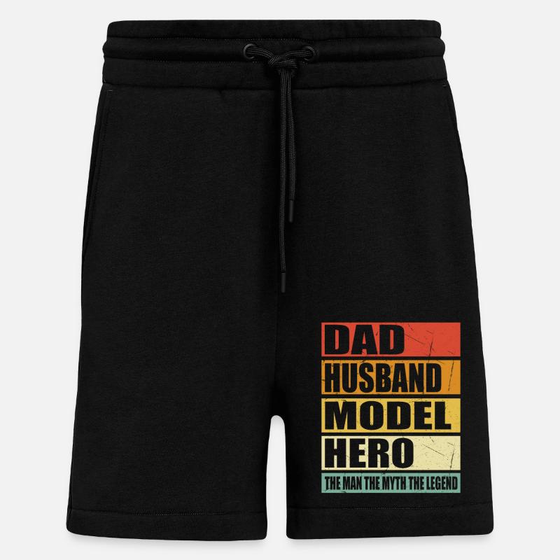 Père Mari Modèle Héros - Short bio décontracté fabriqué en UE - SOLID BLACK