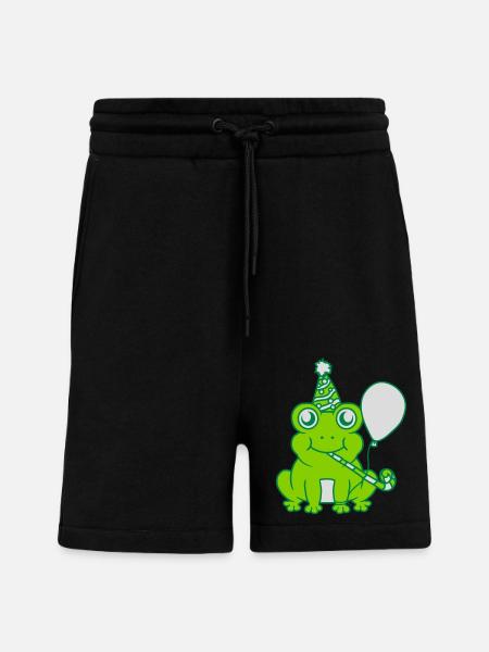 Birthday-celebrating little frog - Shorts - made by SPREAD - SOLID BLACK
