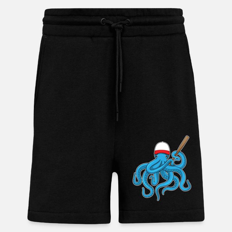 Octopus Baseball Bat Baseball - Shorts - made by SPREAD - SOLID BLACK
