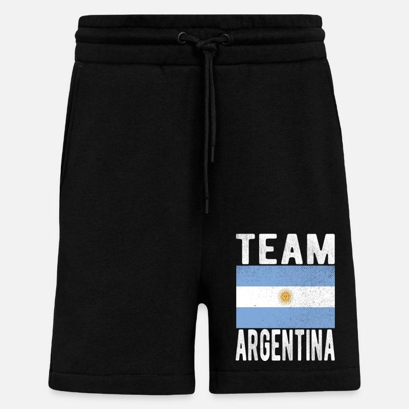 Drapeau de l’ARGENTINE - Short bio décontracté fabriqué en UE - SOLID BLACK