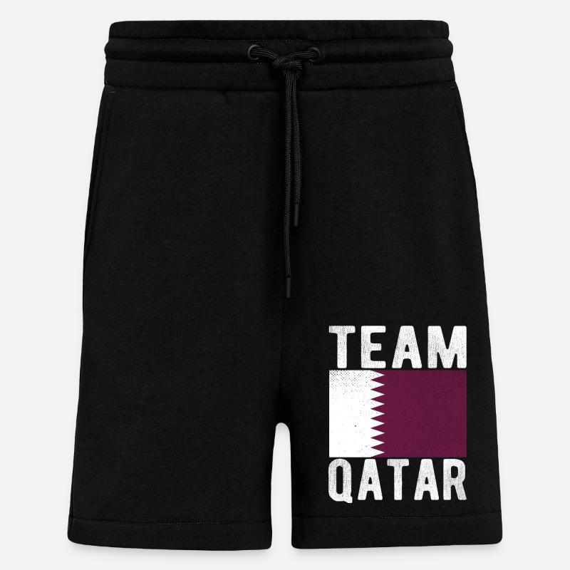 Drapeau du Qatar - Short bio décontracté fabriqué en UE - SOLID BLACK