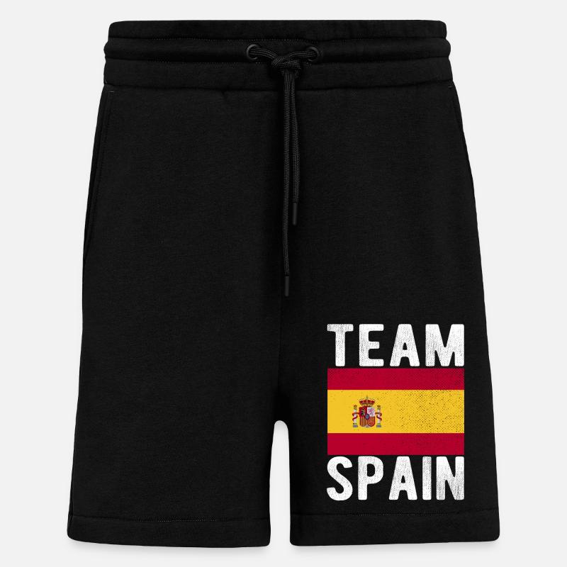 Drapeau de l’Espagne - Short bio décontracté fabriqué en UE - SOLID BLACK