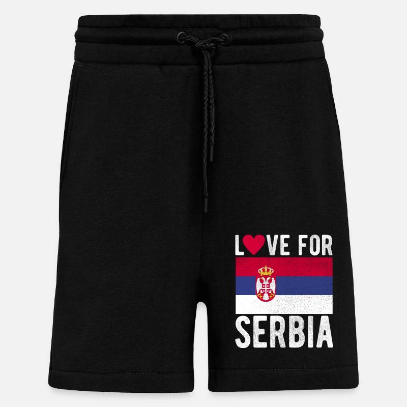 Drapeau de la Serbie - Short bio décontracté fabriqué en UE - SOLID BLACK