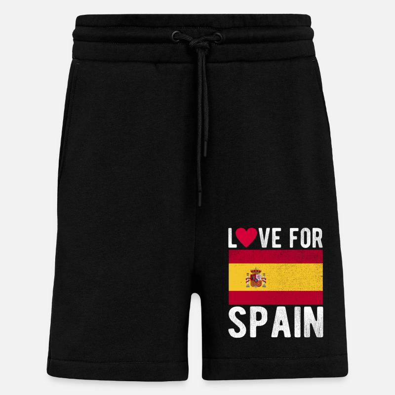 Drapeau de l’Espagne - Short bio décontracté fabriqué en UE - SOLID BLACK