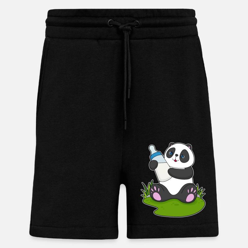 Bouteille de lait Panda - Short bio décontracté fabriqué en UE - SOLID BLACK