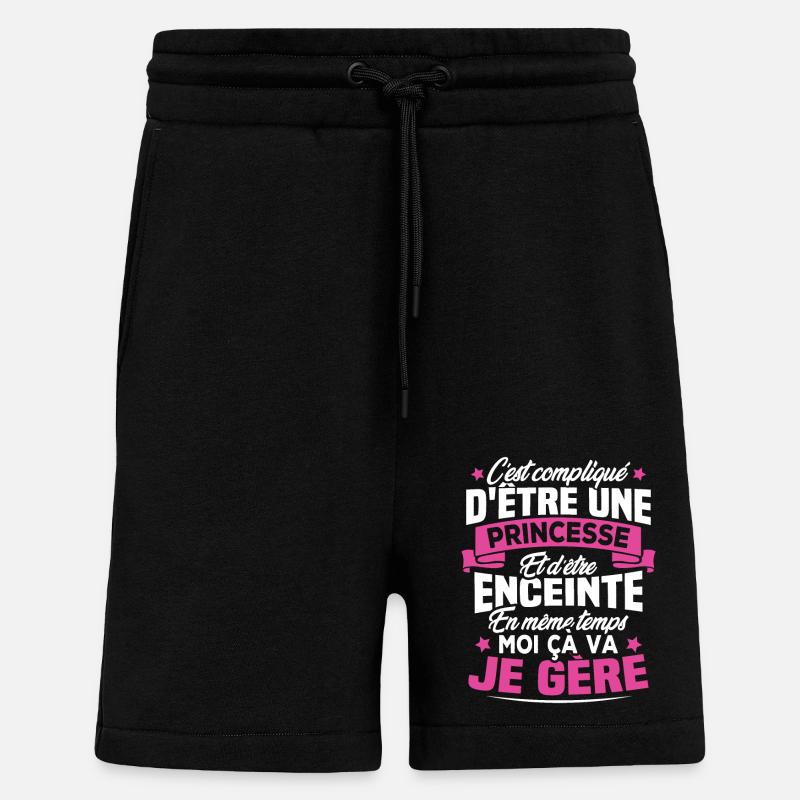 Une Princesse et Enceinte - Short bio décontracté fabriqué en UE - SOLID BLACK